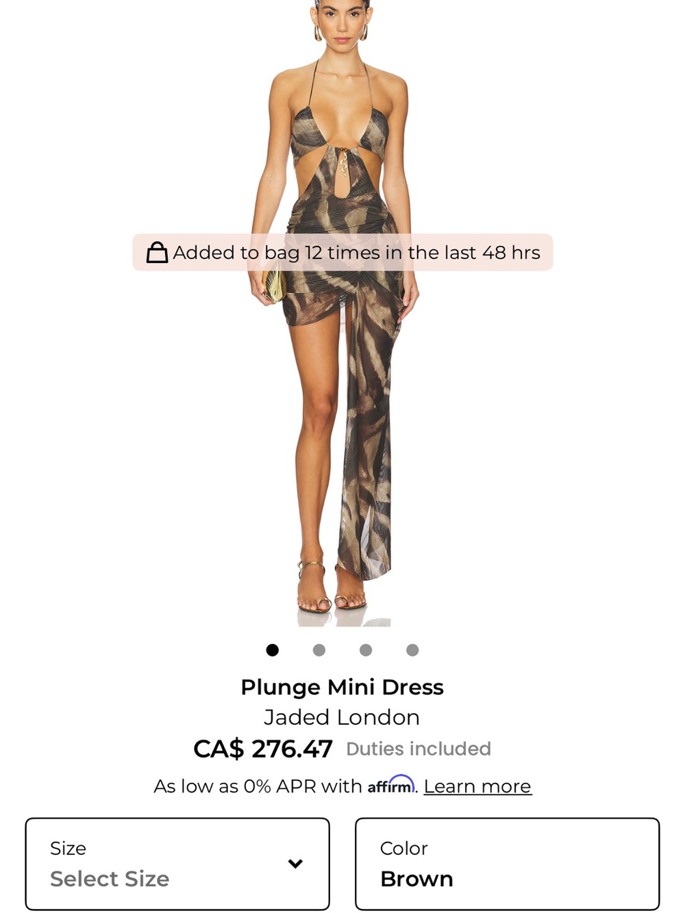 Jaded London Brown and Black Mesh Mini Dress
